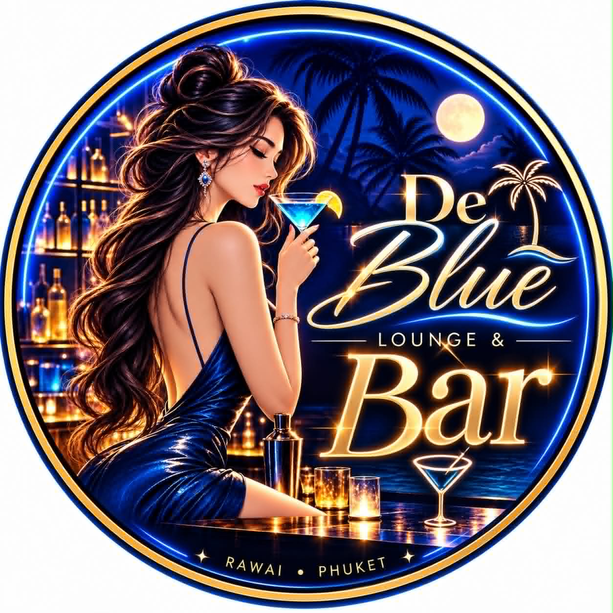 De Blue Lounge and Bar, Rawai, Phuket - the bar sign